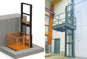 cargo lift elevator installed against a wall